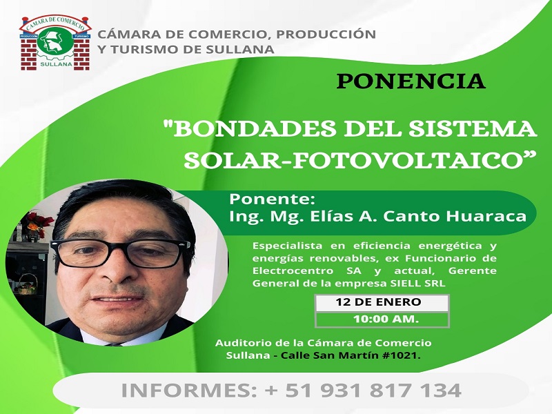 Ponencia en Cámara de Comercio de Sullana: Bondades del sistema fotovoltaico